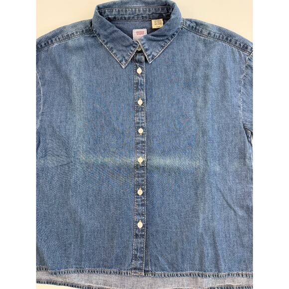Levi's Women's Odessa Long Sleeve Relaxed Fit Button Up Blue Shirt Size XL - Picture 8 of 14